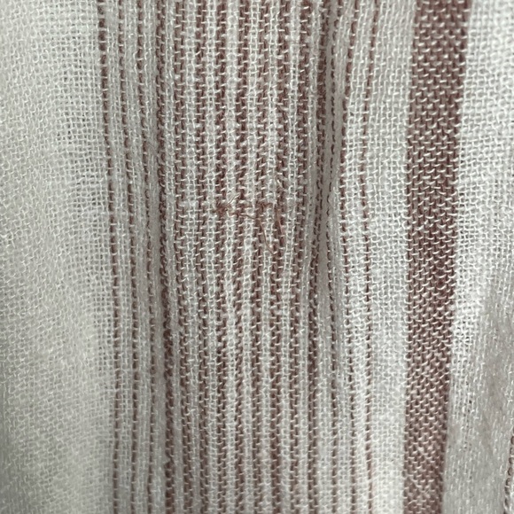 Rails Charli Reims Stripe Linen Blend Button Up Top Coastal in Brown/Cream XL - Picture 16 of 16